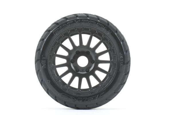 Jetko EX Rockeform 1:8 Buggy Belted Tyre Black Wheels 17mm Hex (2 